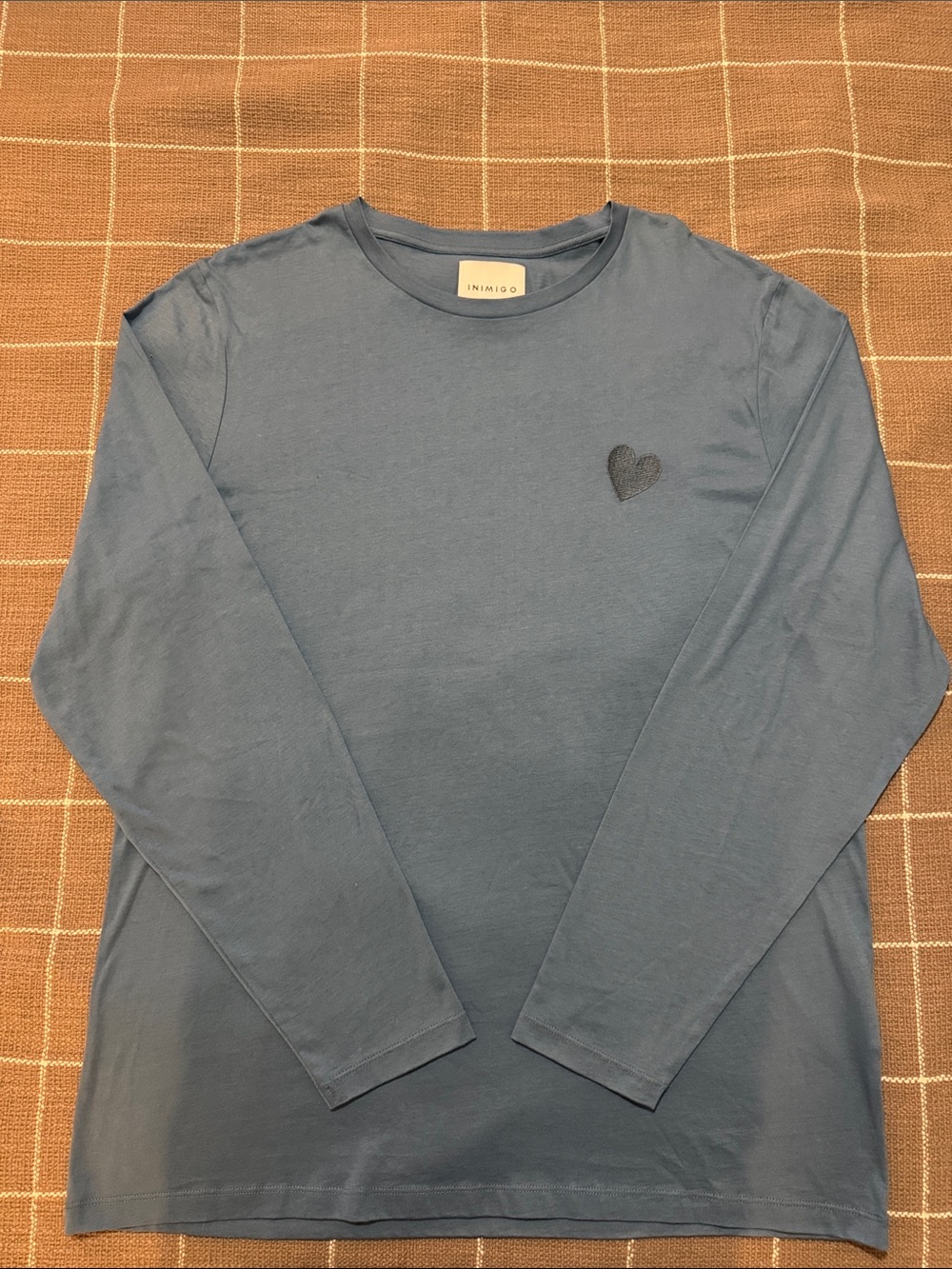 Inimigo Men's Slate Blue Long-Sleeve Crewneck with Heart Patch Portugal